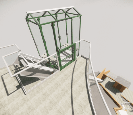 3D project drawings of Hill Hiker funicular on steel I-beams in California
