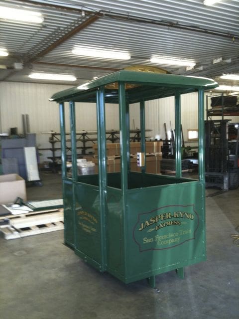 San Fransisco area home funicular with fully custom cart designed to look like a cable train car