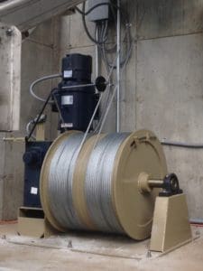 Hill Hiker double cable winding drum drive with gearbox and motor