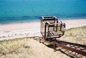 Personal tram system on sandy beach